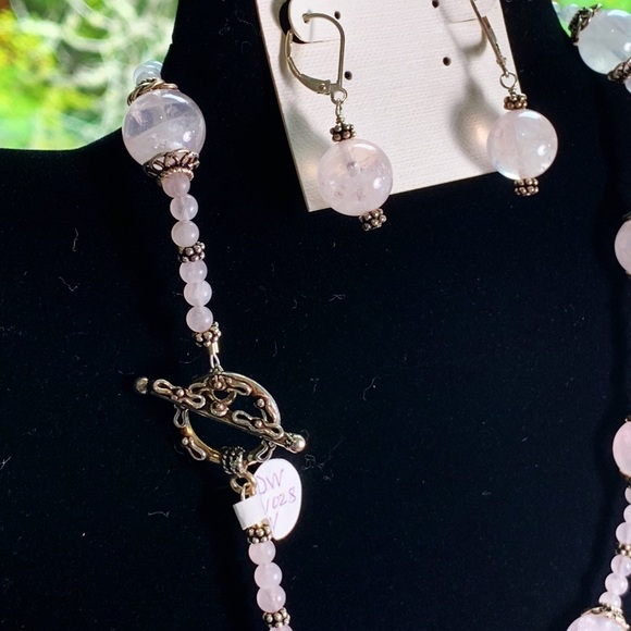 S/S Rose Quartz & S/S Necklace/Earring - Picture 4 of 4